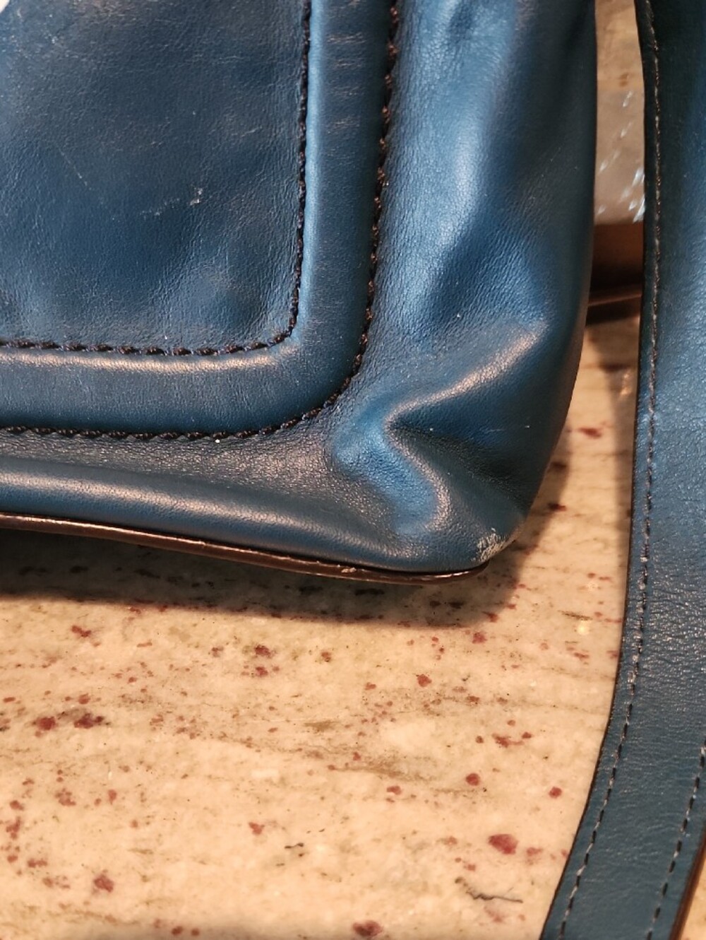 kate spade Teal Blue Leather Crossbody with Hand-Painted Floral & Bird - Picture 5 of 6